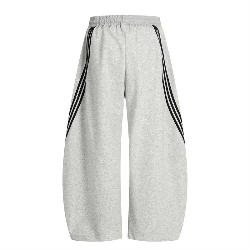 Patchwork Three-Stripe Wide-Leg Scimitar Sports Pants