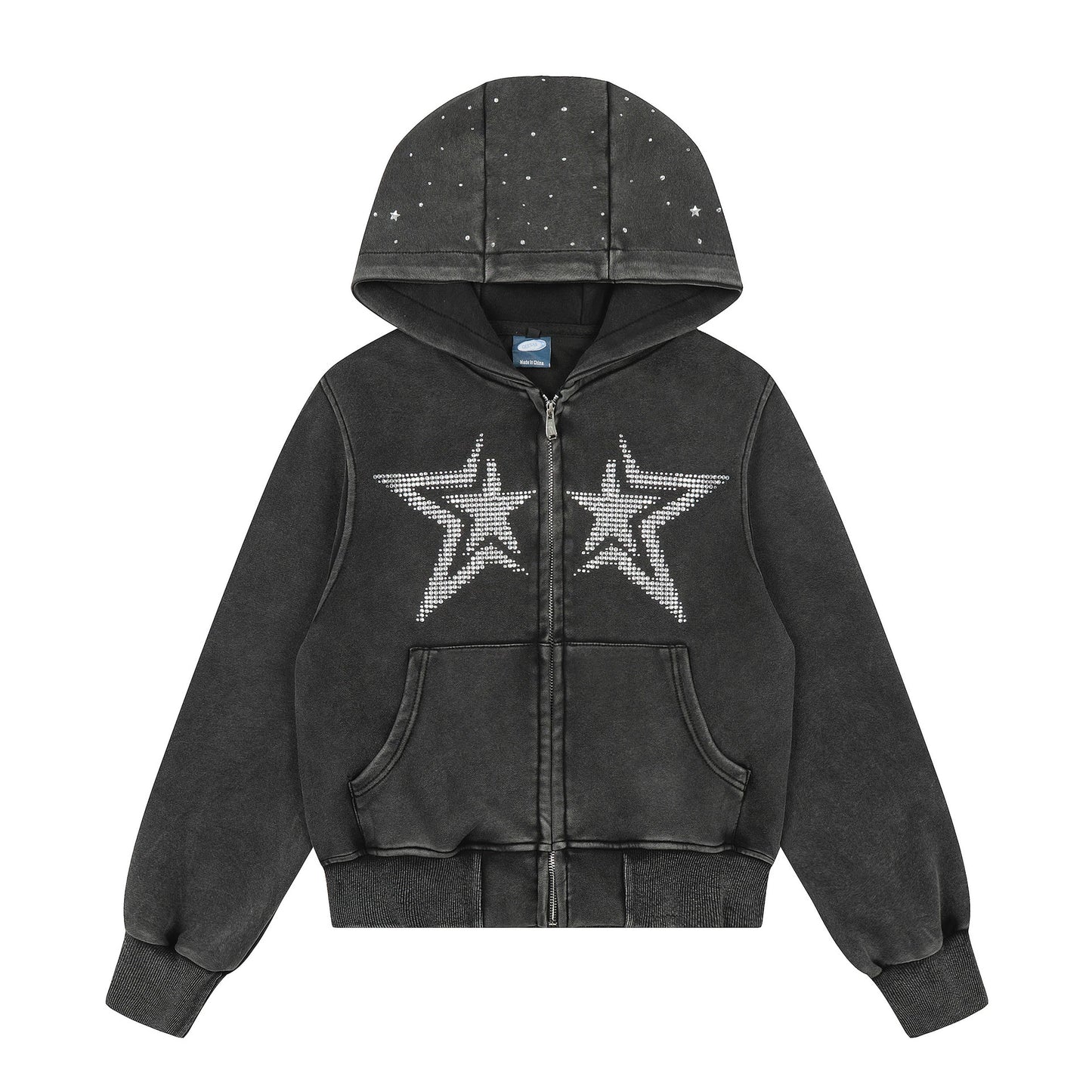 Rhinestone Star Zip-Up