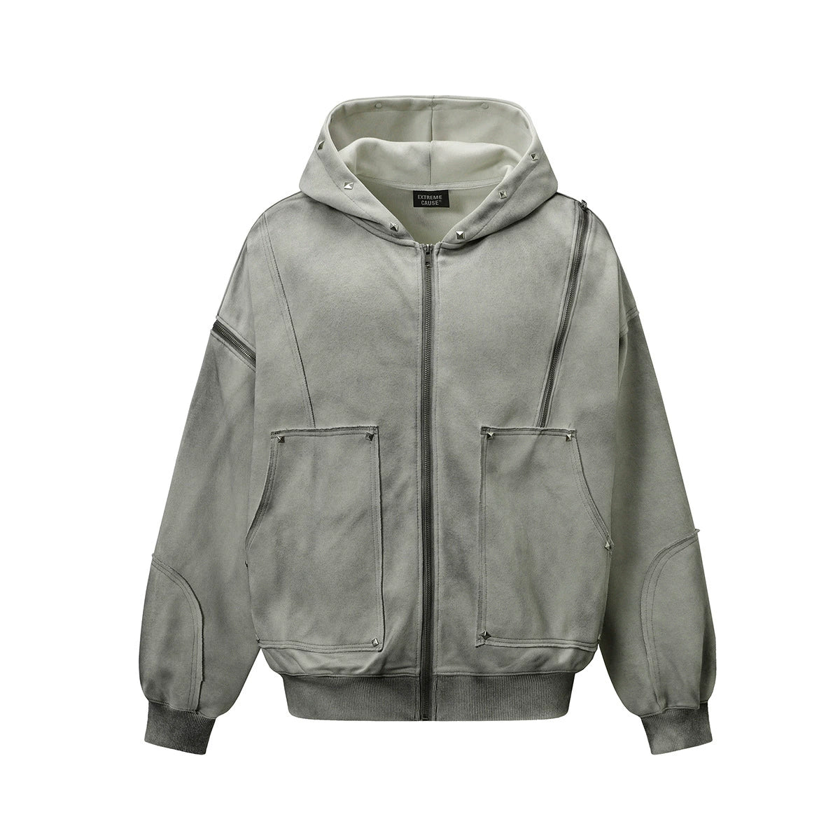 Ashen Studded Zip-Up