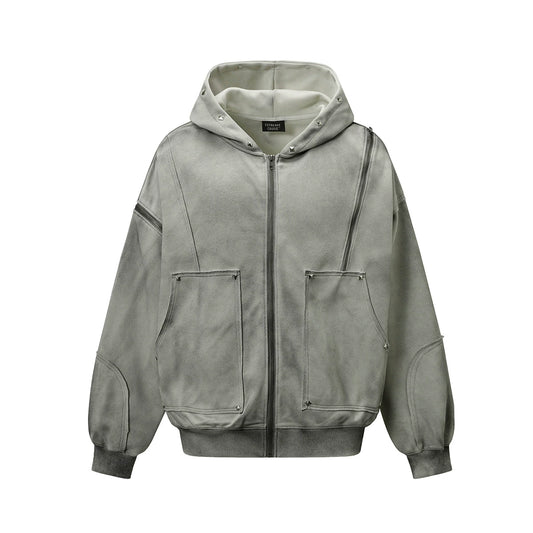 Ashen Studded Zip-Up