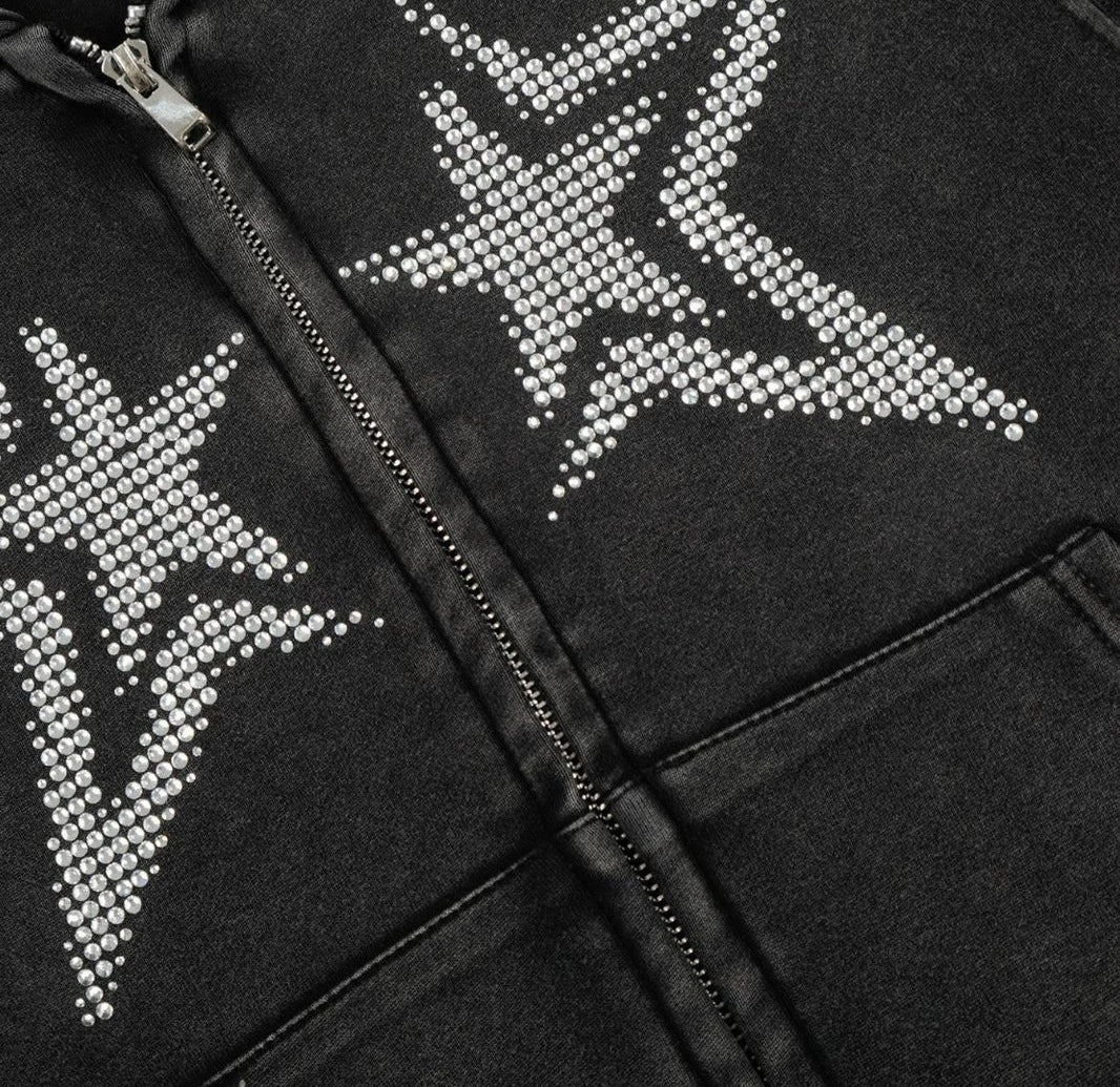 Rhinestone Star Zip-Up