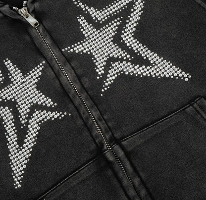 Rhinestone Star Zip-Up