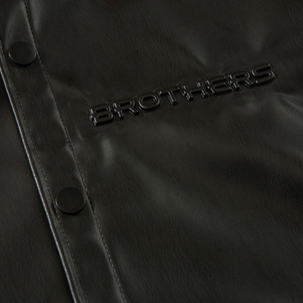 Loose-Fit PU Leather Overshirt