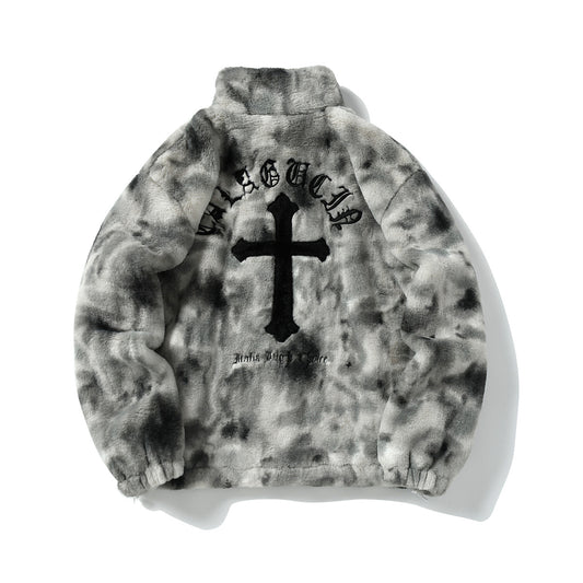 Durable Tie-Dye Urban Jacket in Faux Lambswool