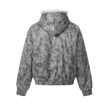 Acid-Wash Fur Jacket
