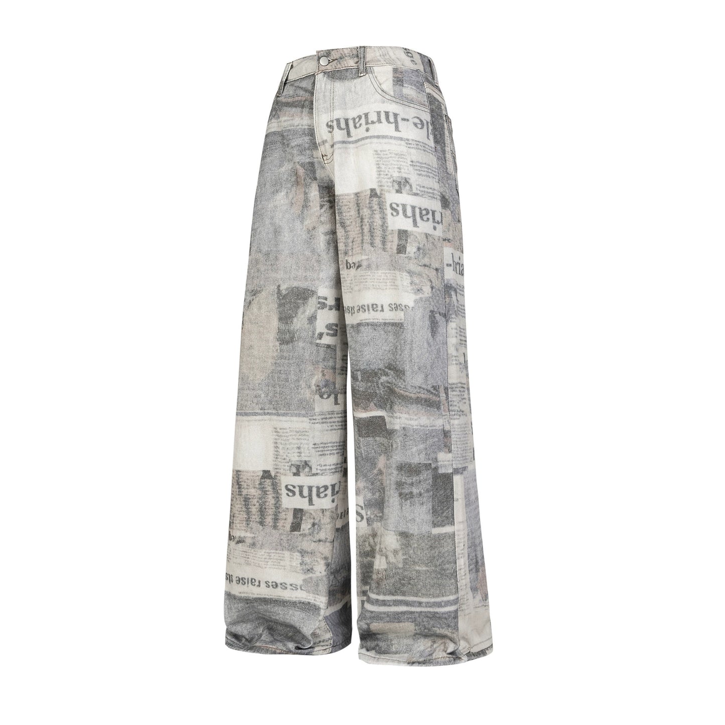 Newspaper Print Wide-Leg