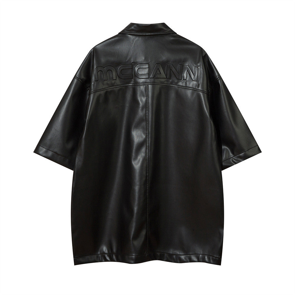 Loose-Fit PU Leather Overshirt