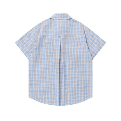 Short-Sleeved Shirt with Cartoon Embroidered Puppy Pattern