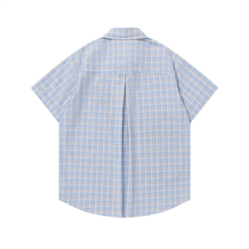 Short-Sleeved Shirt with Cartoon Embroidered Puppy Pattern