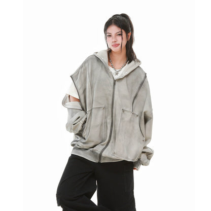 Ashen Studded Zip-Up