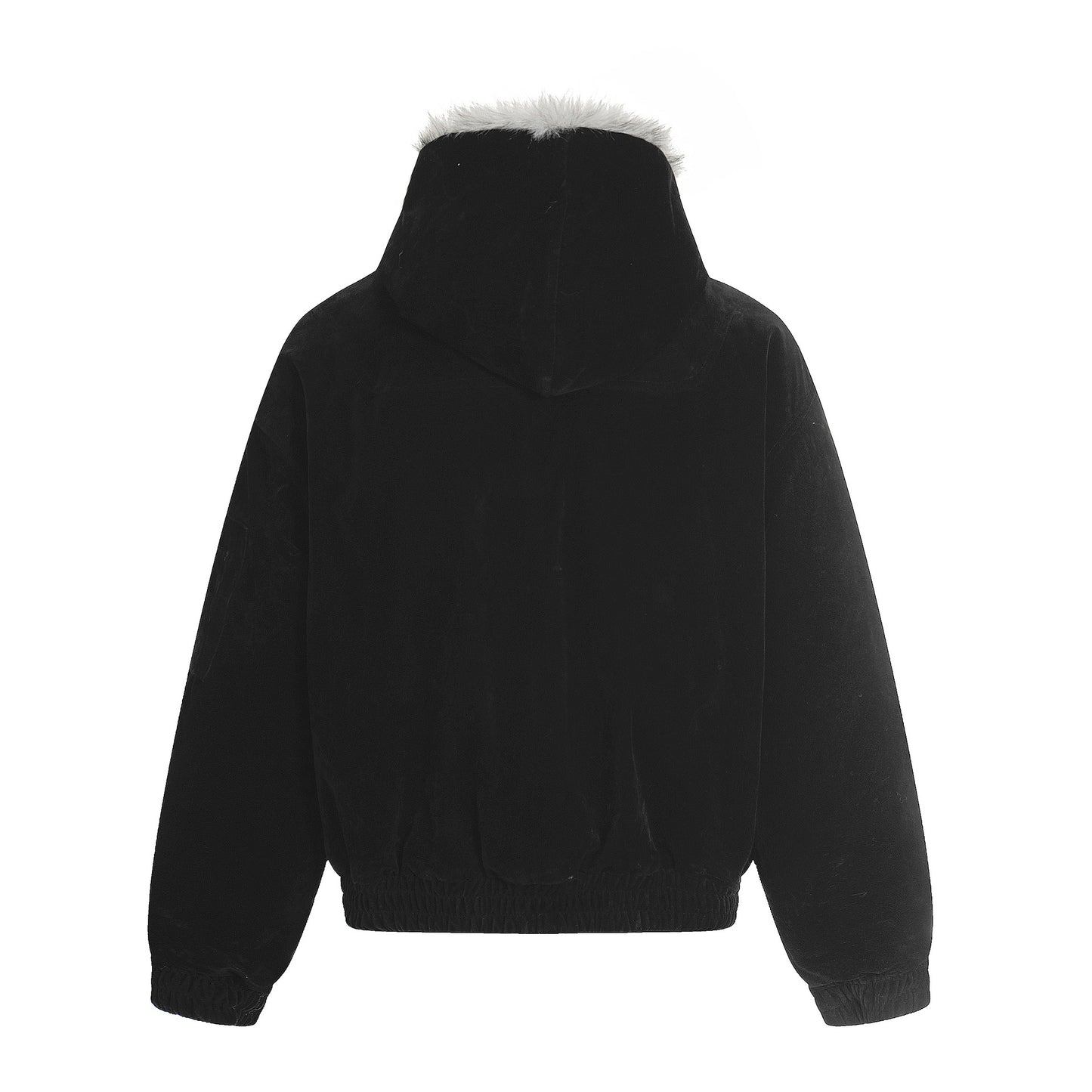 Cotton Hooded Jacket with Fur Trim