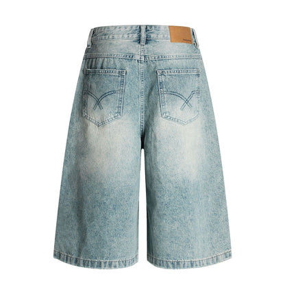 Vintage-Inspired Distressed Ripped Denim Shorts