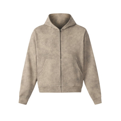 Versatile Tie-Dye Snowflake Distressed  Zip-Up Hoodie