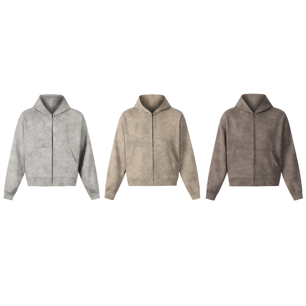 Versatile Tie-Dye Snowflake Distressed  Zip-Up Hoodie