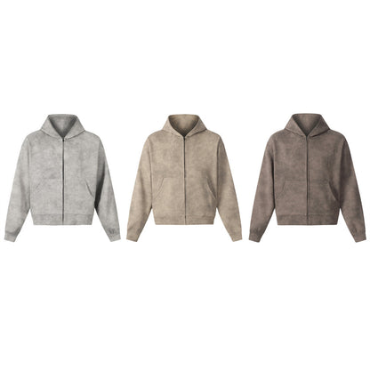 Versatile Tie-Dye Snowflake Distressed  Zip-Up Hoodie