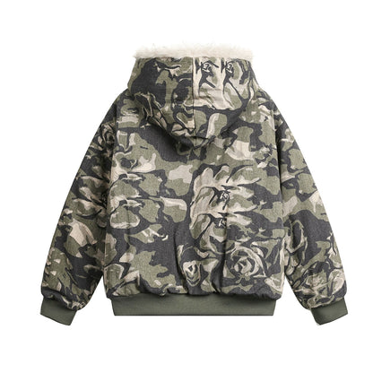 Faux Camo Fur Lined Jacket