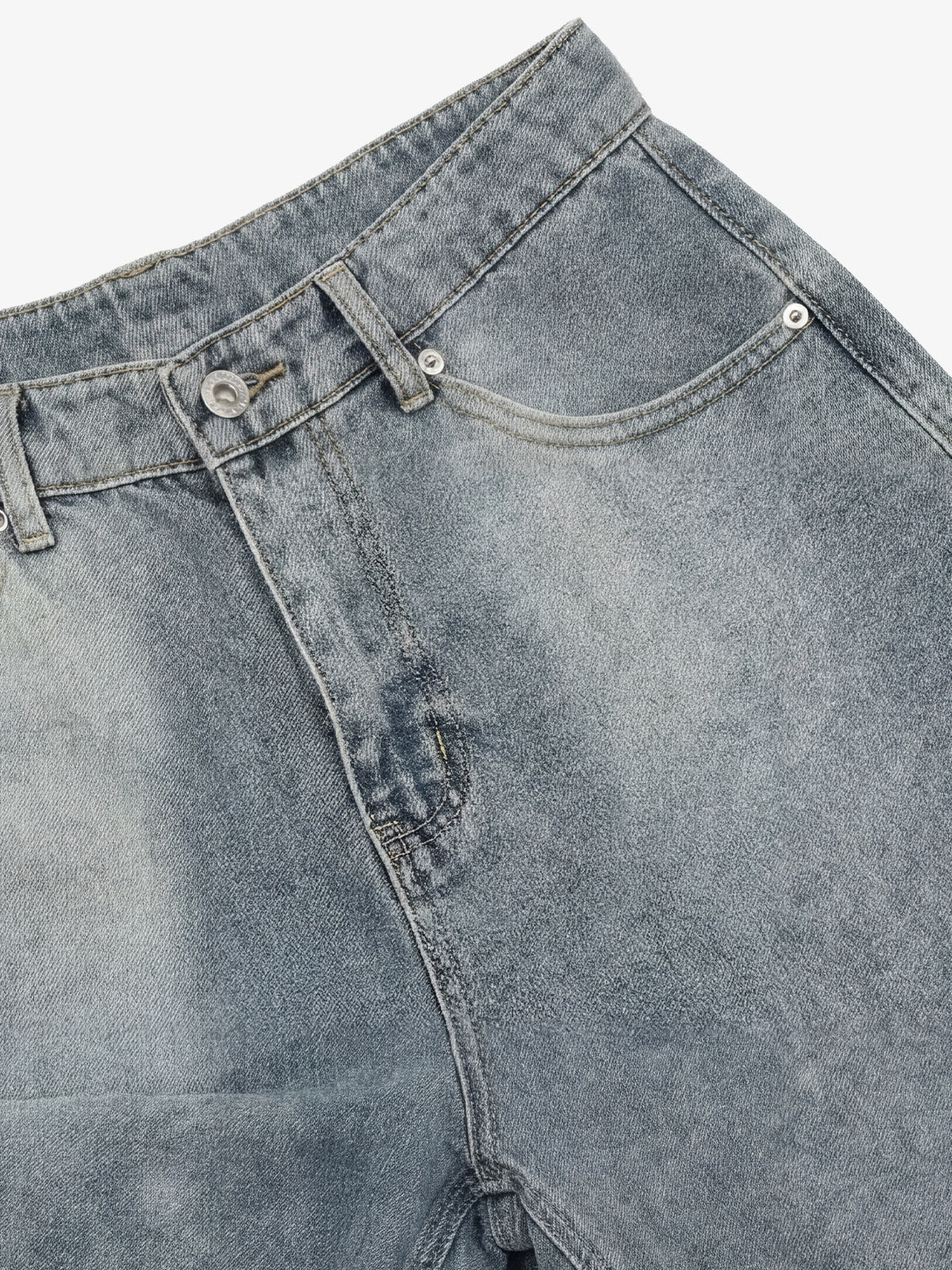 Distressed Waistband Hem Denim Shorts