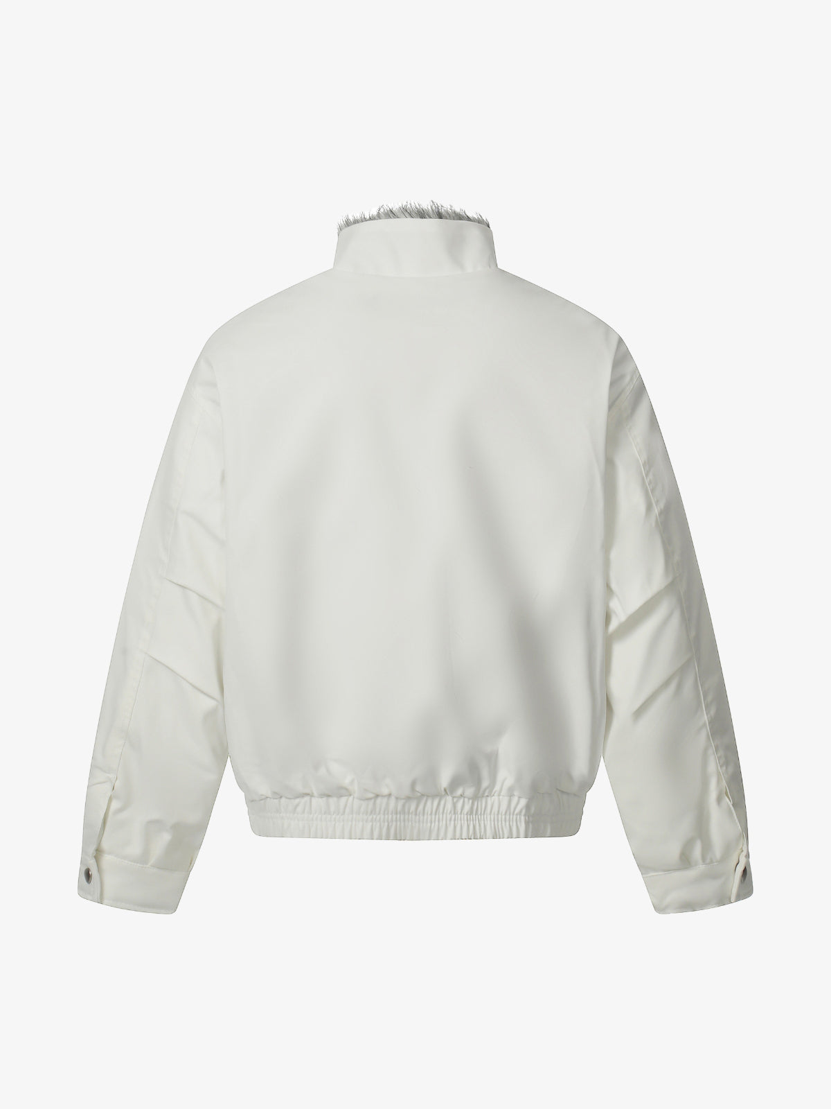 Retro Stand Collar Faux Fur Lined Bomber Jacket