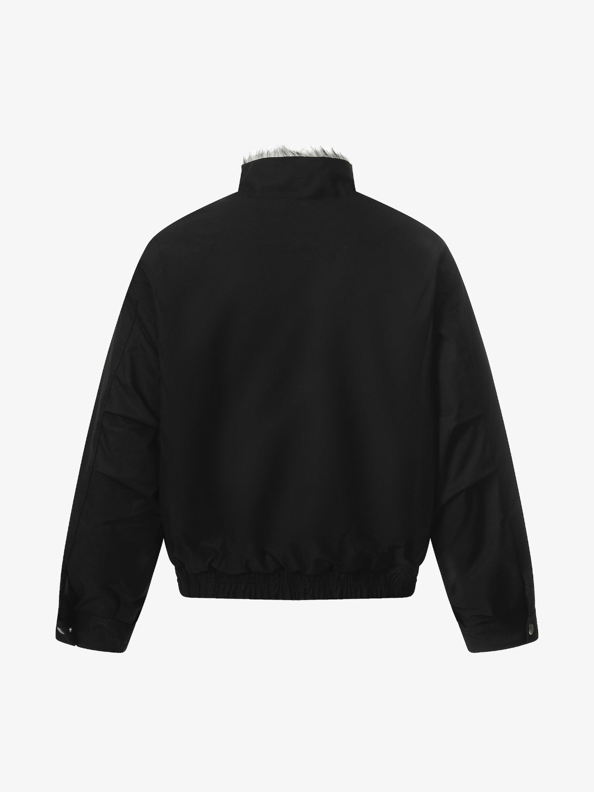 Retro Stand Collar Faux Fur Lined Bomber Jacket