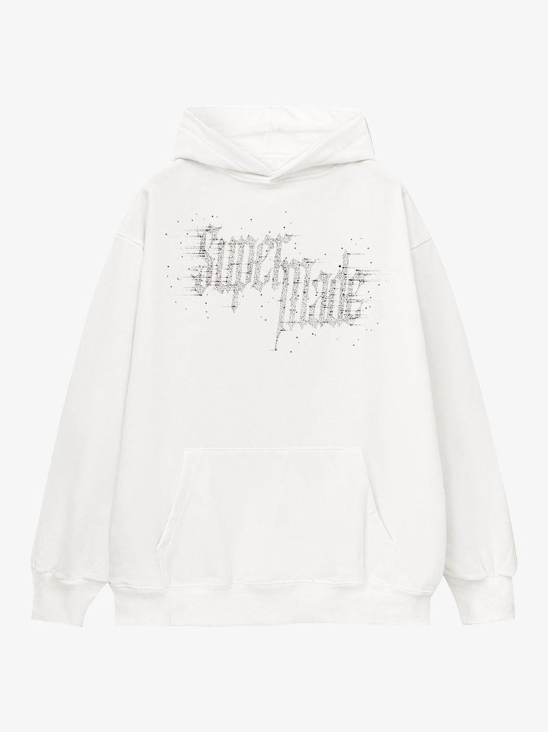 Rhinestone Distressed Letter Graphic Hoodie