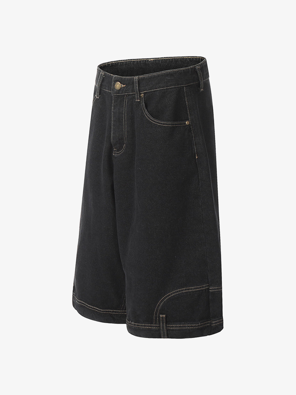 Distressed Waistband Hem Denim Shorts