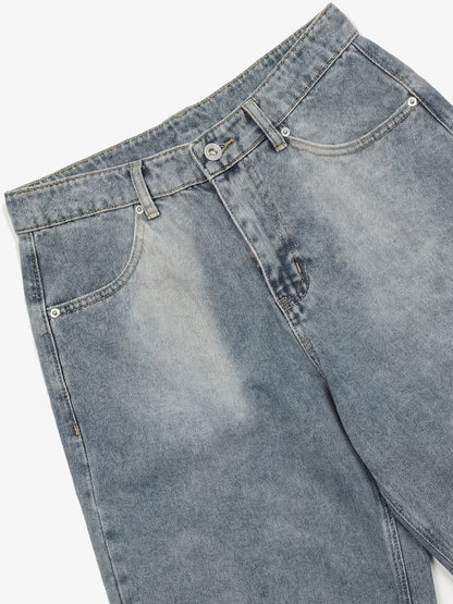 Distressed Waistband Hem Denim Shorts