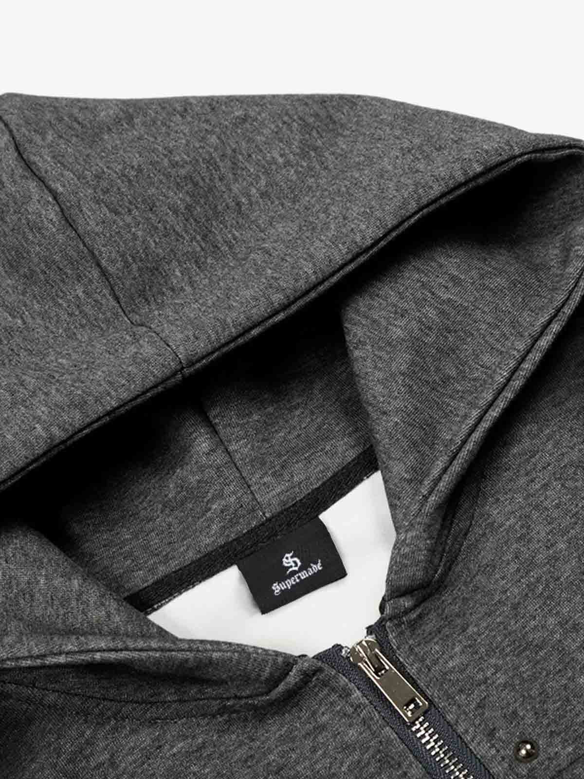 Distressed Studded Gradient Zip Up Hoodie