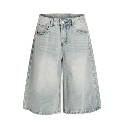 Light Wash Relaxed Fit Denim Shorts