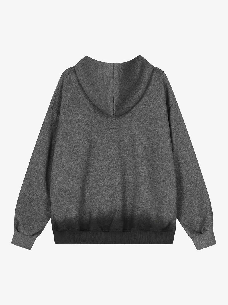 Distressed Studded Gradient Zip Up Hoodie