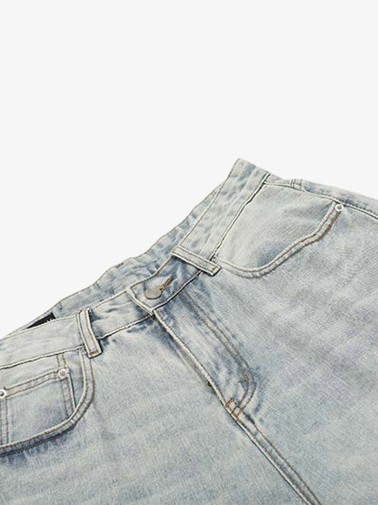 Light Wash Relaxed Fit Denim Shorts