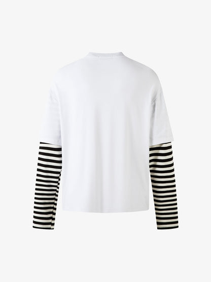 Long-Sleeve with Cartoon Print and Striped Sleeves