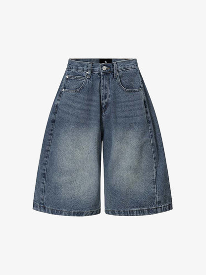 Distressed Wide Leg Denim Shorts