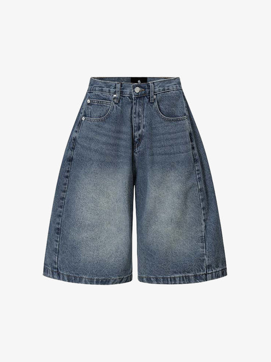 Distressed Wide Leg Denim Shorts