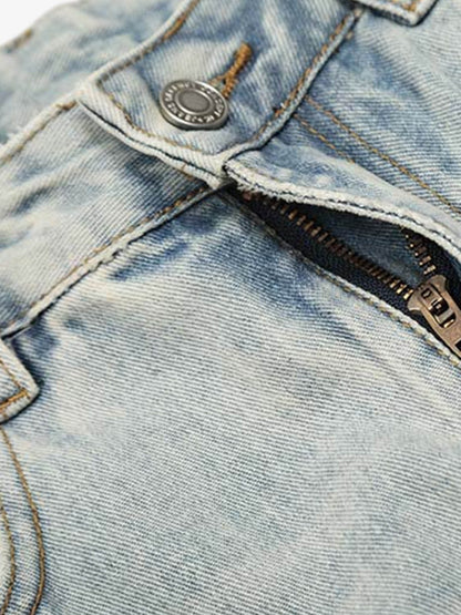 Light Wash Relaxed Fit Denim Shorts