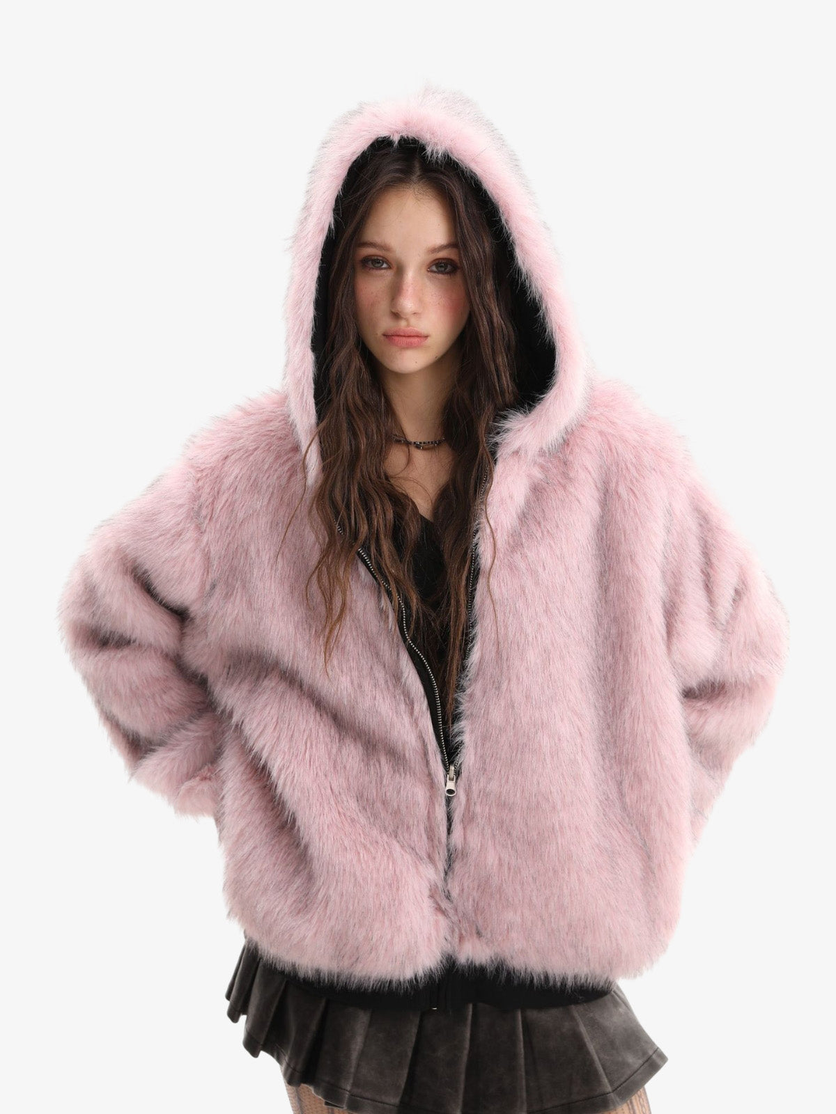 Reversible Hooded Jacket with Street Fur