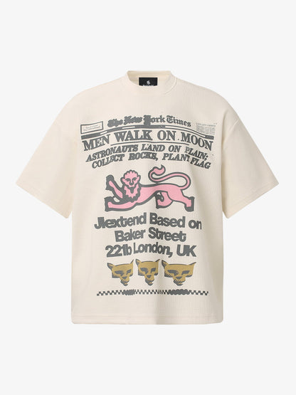 Playful Graphic Tee in Waffle Knit