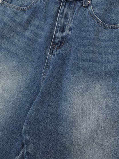 Distressed Wide Leg Denim Shorts