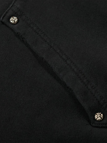 Distressed "23" Patch Zip Up Hoodie
