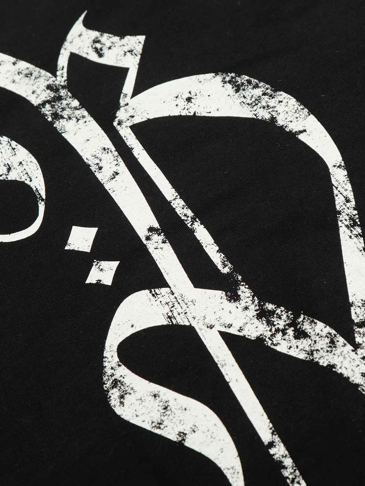 Long Sleeve Raglan T-Shirt with Cross Graphic and Striped Design