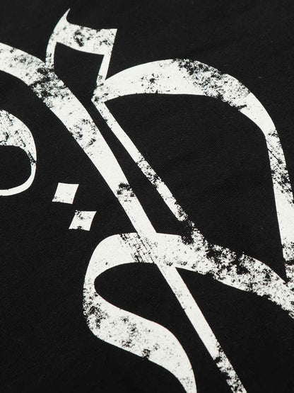 Long Sleeve Raglan T-Shirt with Cross Graphic and Striped Design