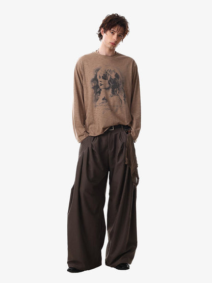 Retro Portrait Design Long Sleeve Tee