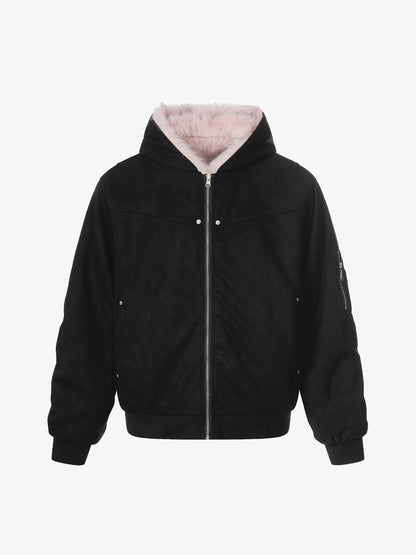 Reversible Hooded Jacket with Street Fur