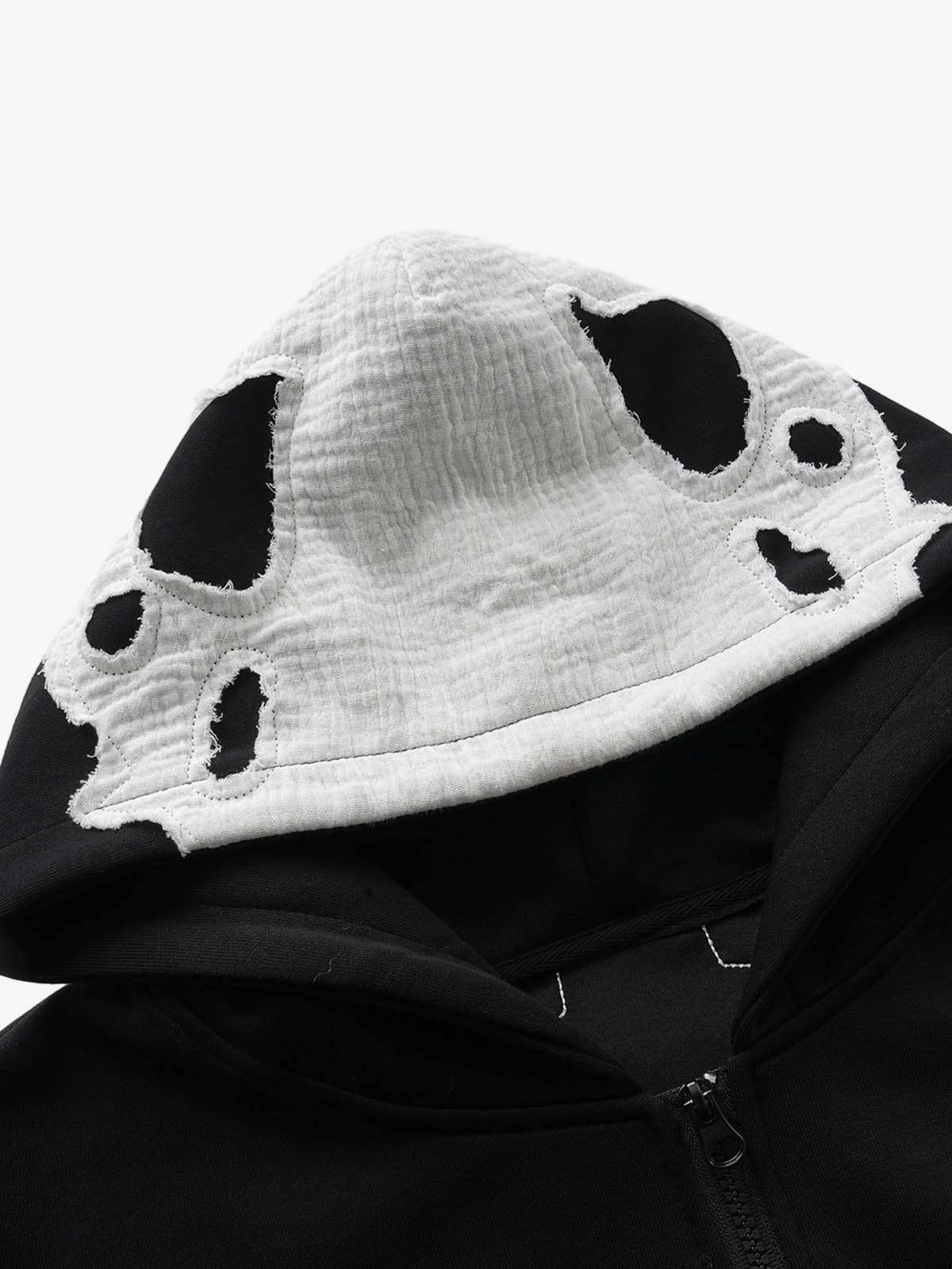 Spine Graphic Distressed Hood Zip Hoodie