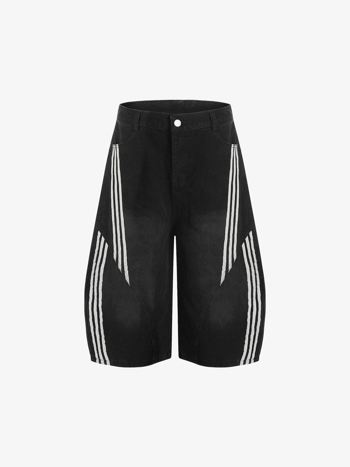 Faded Striped Wide-Leg Denim Jorts