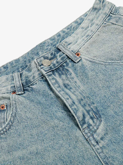 Vintage-Inspired Distressed Ripped Denim Shorts