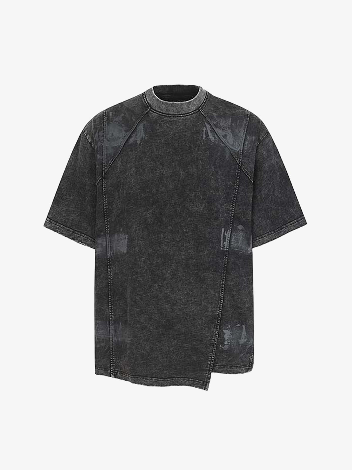 Retro Distressed Oversized T-Shirt with Panel Seaming