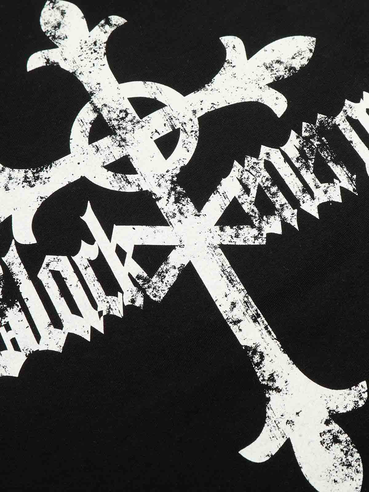 Long Sleeve Raglan T-Shirt with Cross Graphic and Striped Design