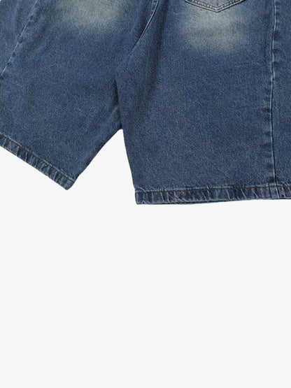 Distressed Wide Leg Denim Shorts