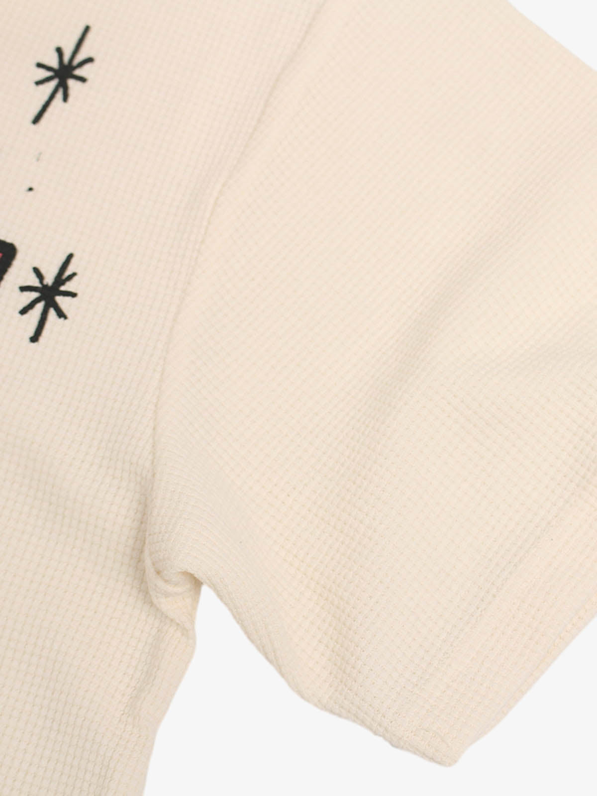 Oversized Waffle Knit T-Shirt with Graffiti Devil Graphic