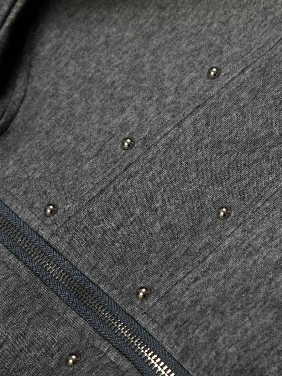 Distressed Studded Gradient Zip Up Hoodie